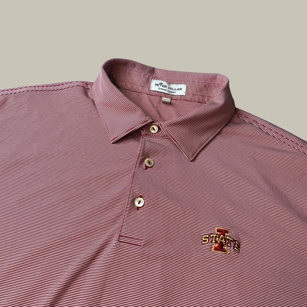 Iowa State Polo Mens L Red NCAA Big 12 Football Summer Comfort Peter Millar